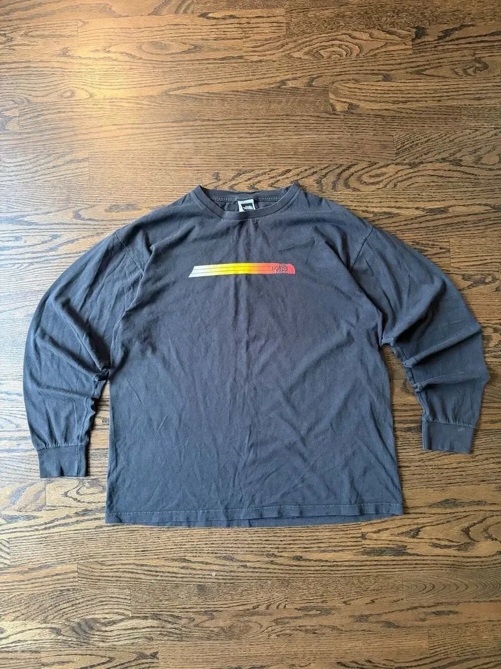 Vintage The North Face Long Sleeve T-Shirt Size L Black Retro Striped